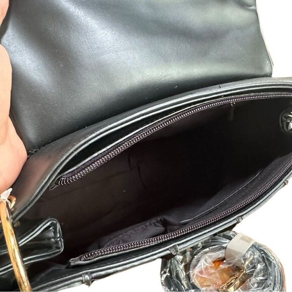 NWT True Love Faux leather flap black crossbody - Picture 5 of 10